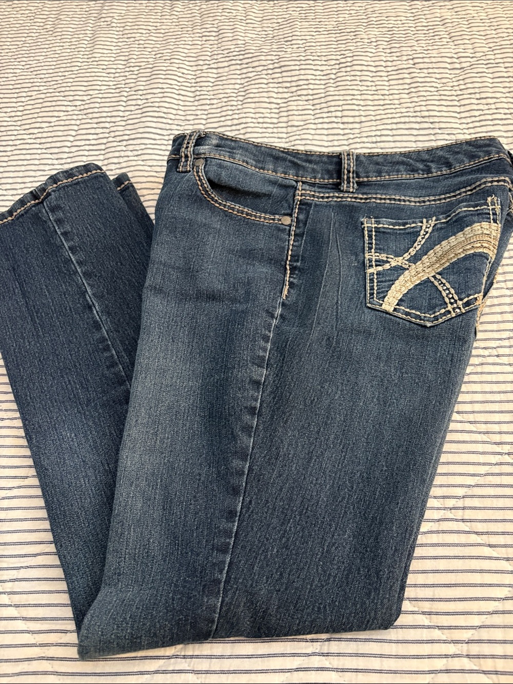 Code Bleu Dark Blue Boot Cut Jeans with Embroidered Pocket and stitching. 12P